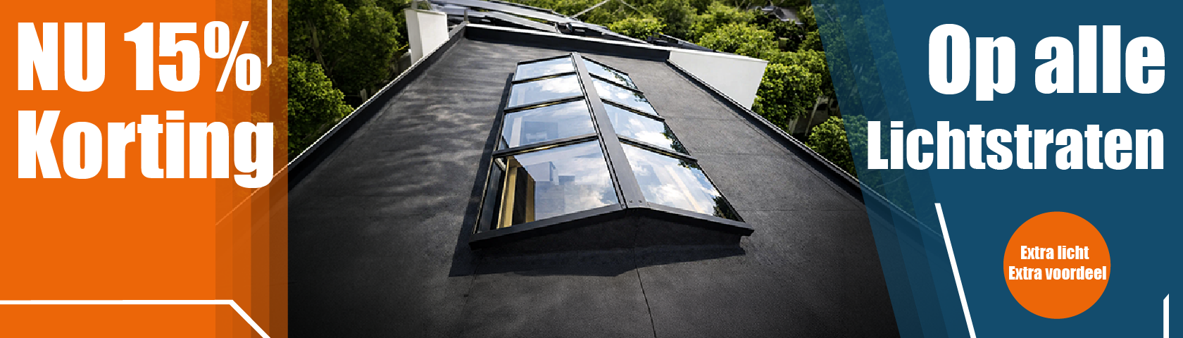 Lichtstraat lessenaarsdak vaste maat