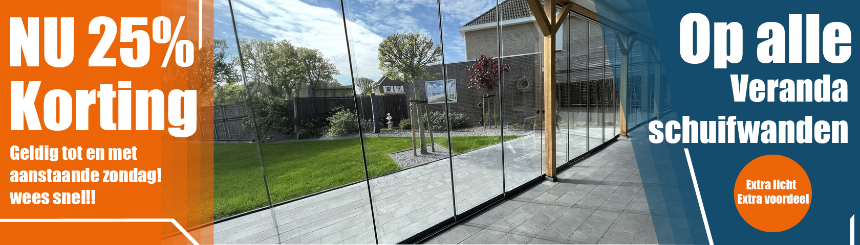 Glazen schuifwand voor veranda