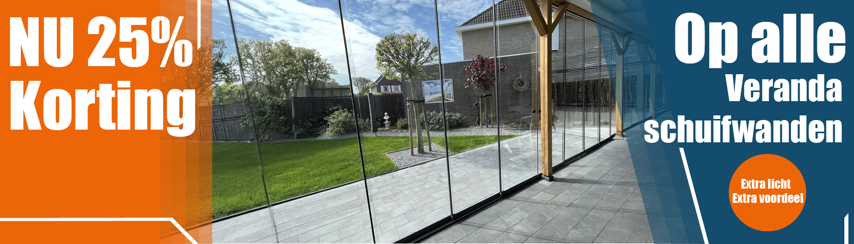 Glazen schuifwand voor veranda