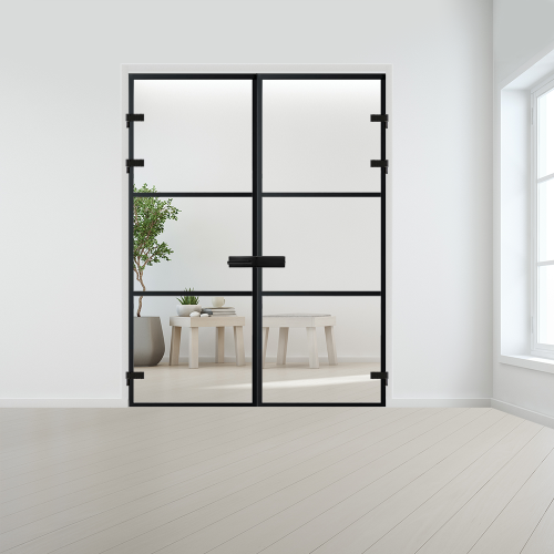 Steel look dubbele deur XL voor opdek kozijn
