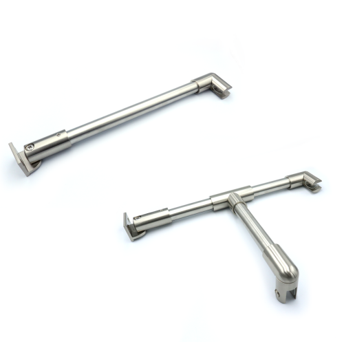 Stabilisatiestang set rond RVS - 1x glas/wand 1000 mm - 1x glas/wand met T-adapter 1000 mm