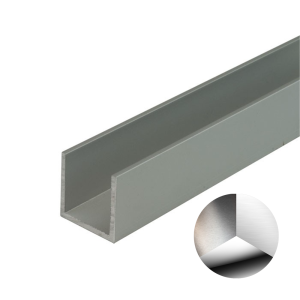 U-profiel 20 x 17 x 20 x 1,5 mm - 2500 mm gepolijst geanodiseerd E3/EV1