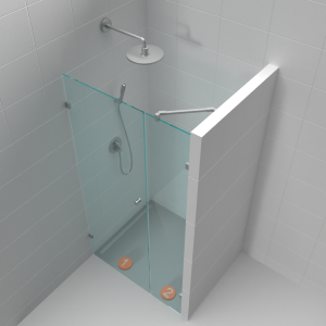 Douche nis met deur L en vaste wand R